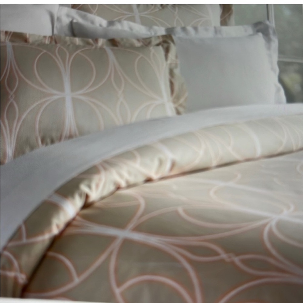 Pottery Barn Aubrey tan and peach duvet cover Queen